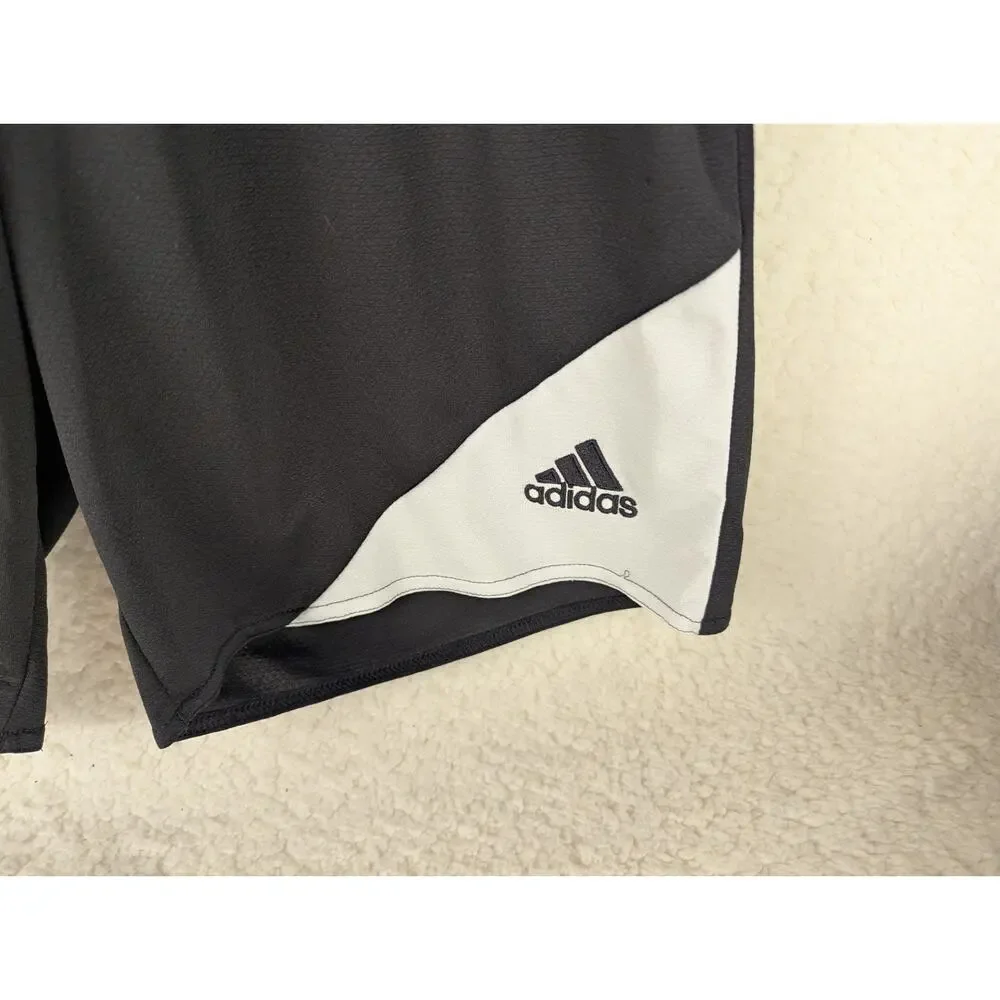 ADIDAS CLIMALITE Size M Boys Black Stretch‎ Waist Athletic Running Shorts 331168